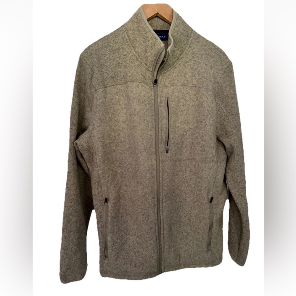NWOT Womens Iceberg Better sweater Jacket Heather Green Fleece Lined Full-Zip LG